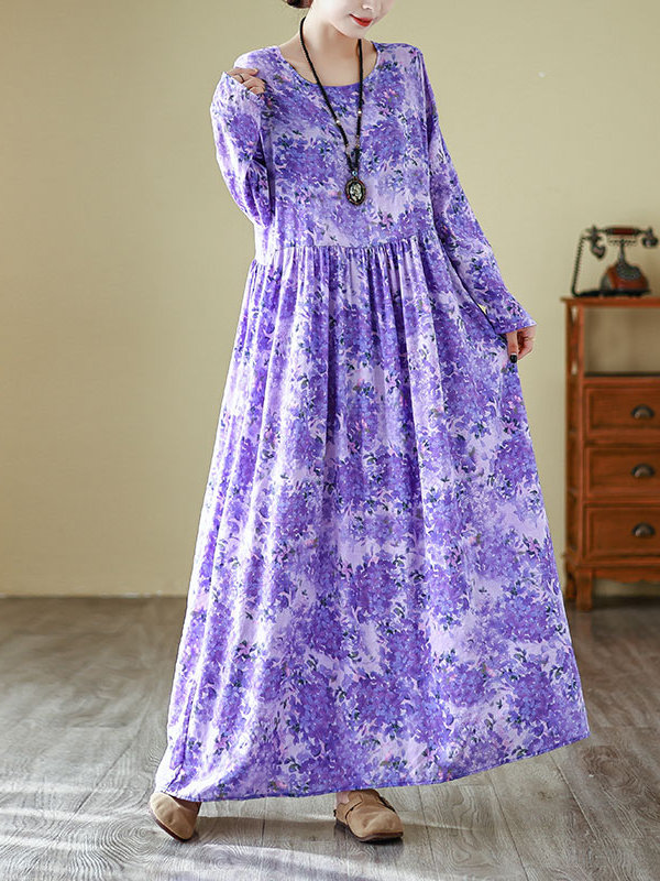Linen Dress Wrap - Spring New Style round Neck Long