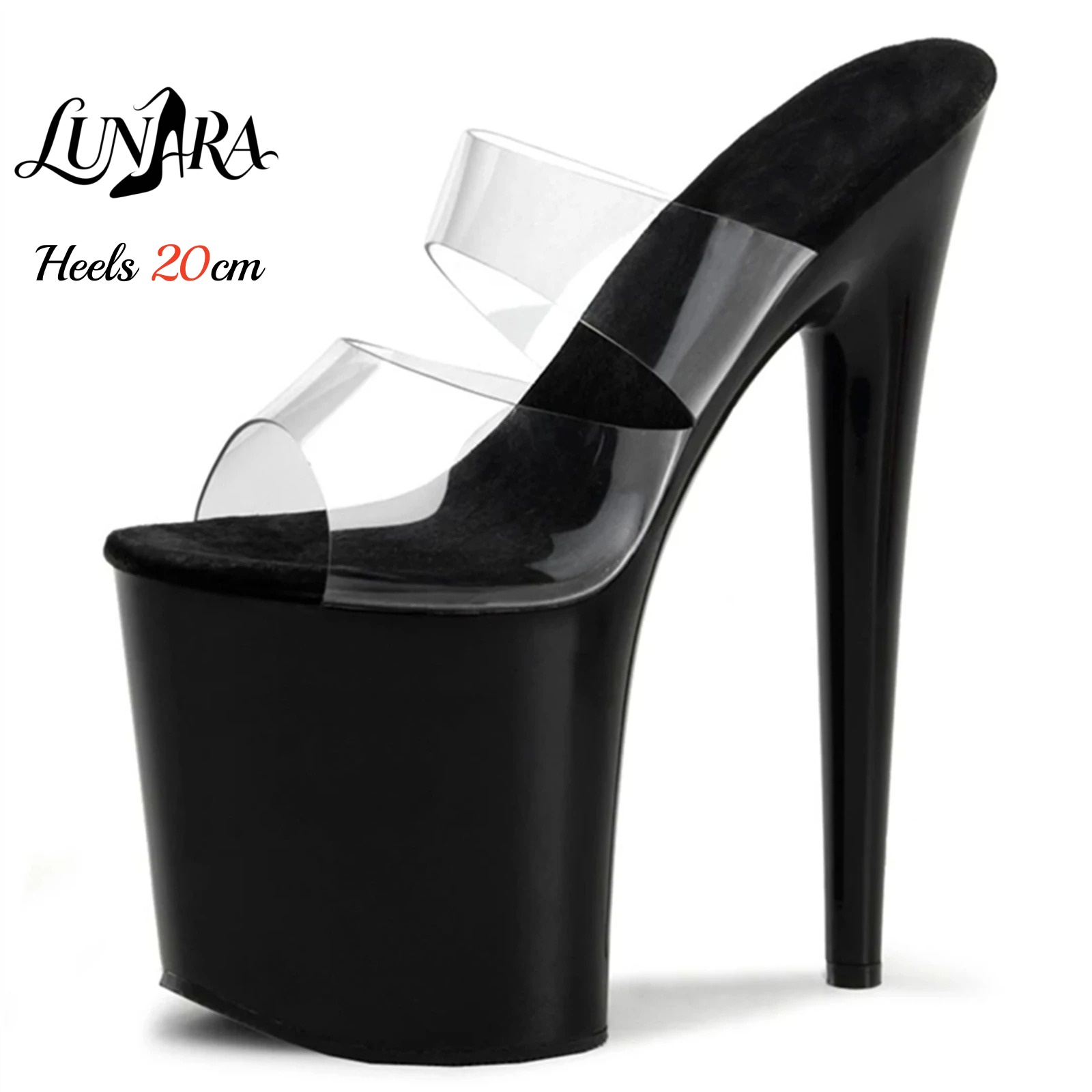 Sandal Strappy Heeled - 20cm Clear PVC Strappy Ultra High