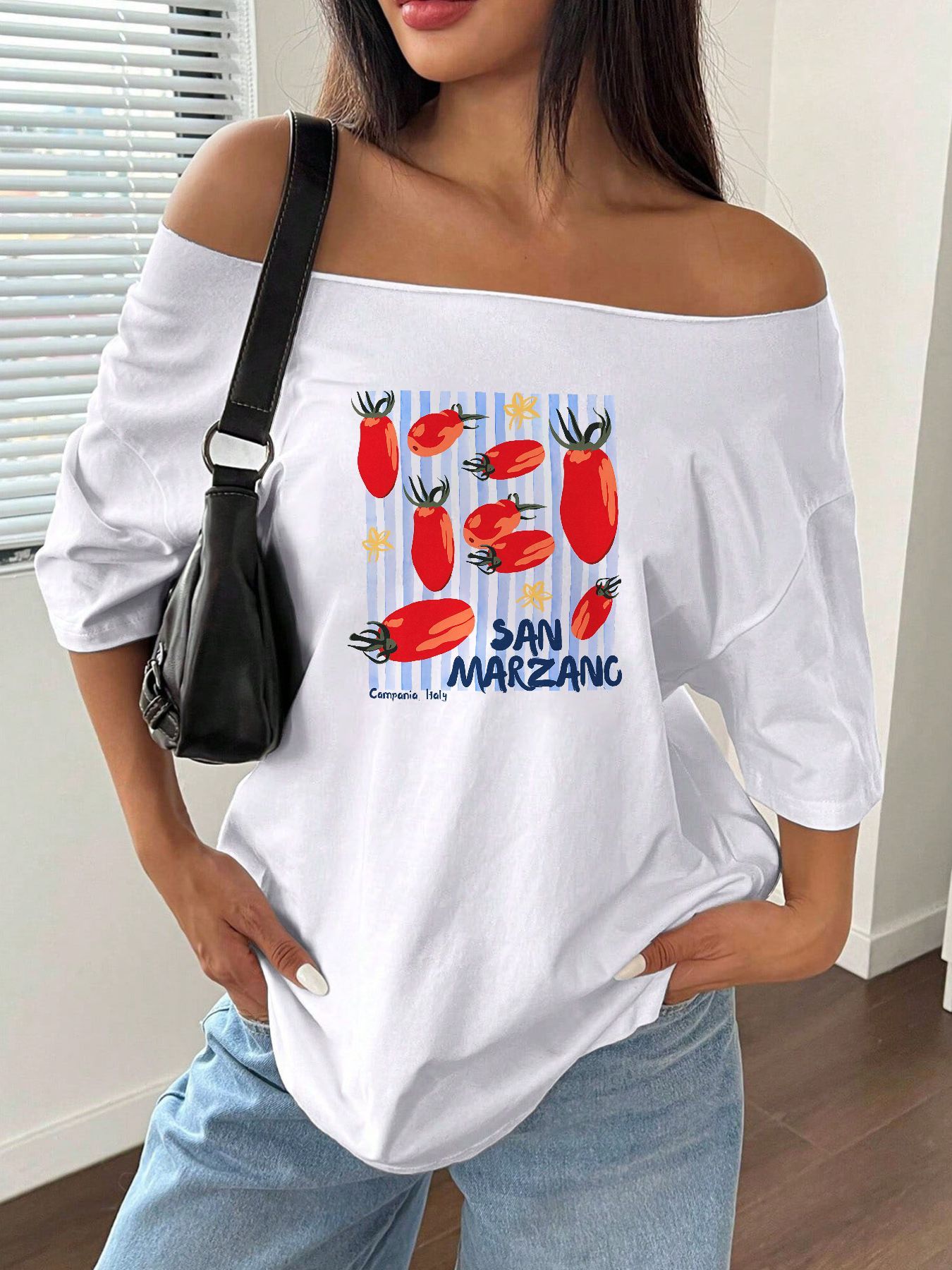 Blouse Off Shoulder - 100% Cotton Plus Size San Marzano