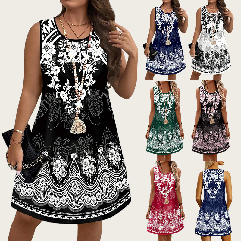 Romper Floral Print - Ethnic Style Vintage Dresses 2026 Summer