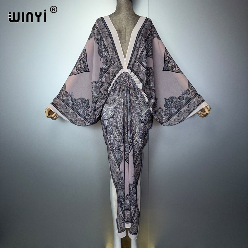 Cover Up Kaftan - WINYI V-neck Sexy Dress Arabic Traditional