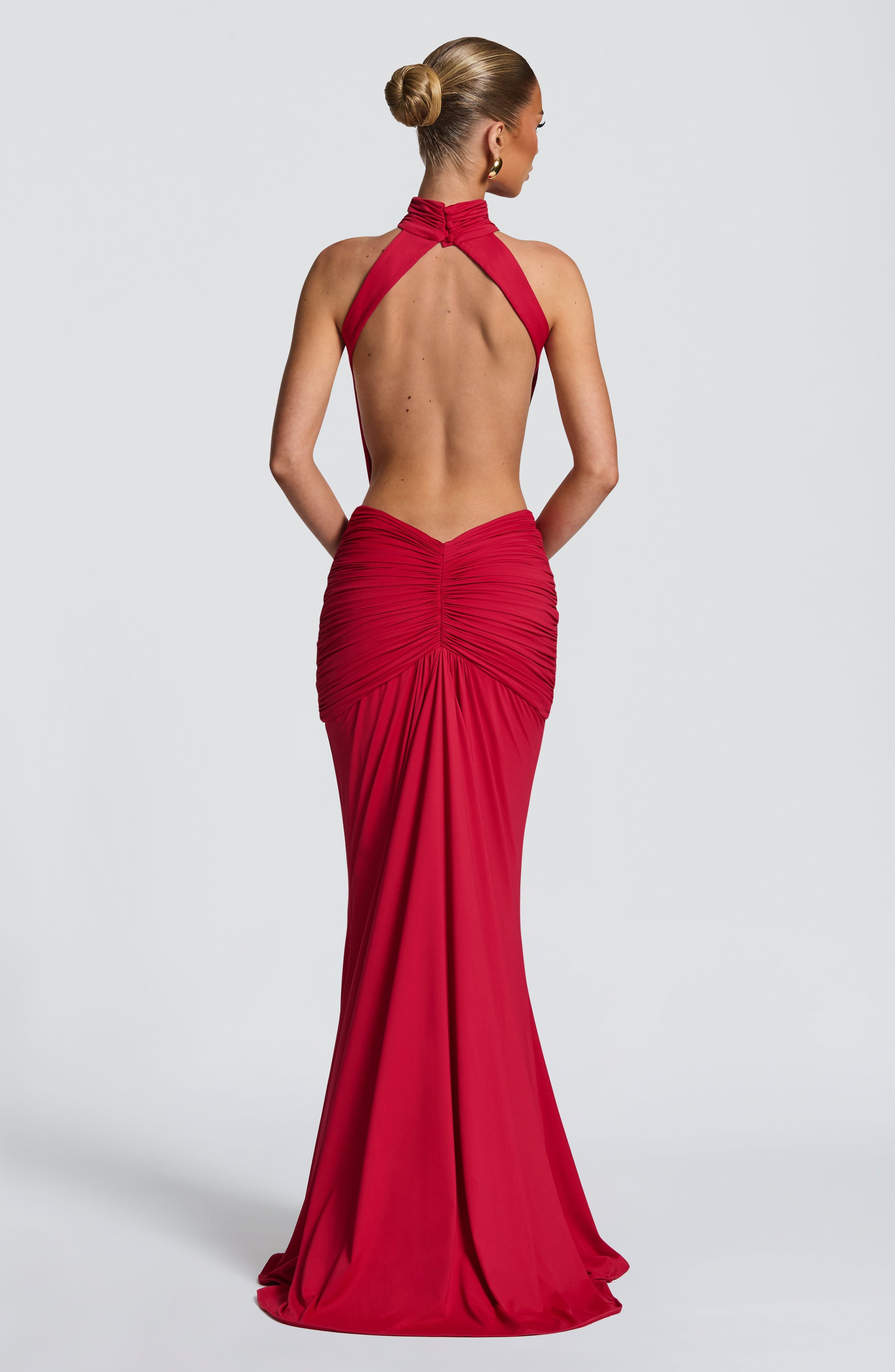 Maxi Dress Halter - Halter High Neck Cutout Waist Backless
