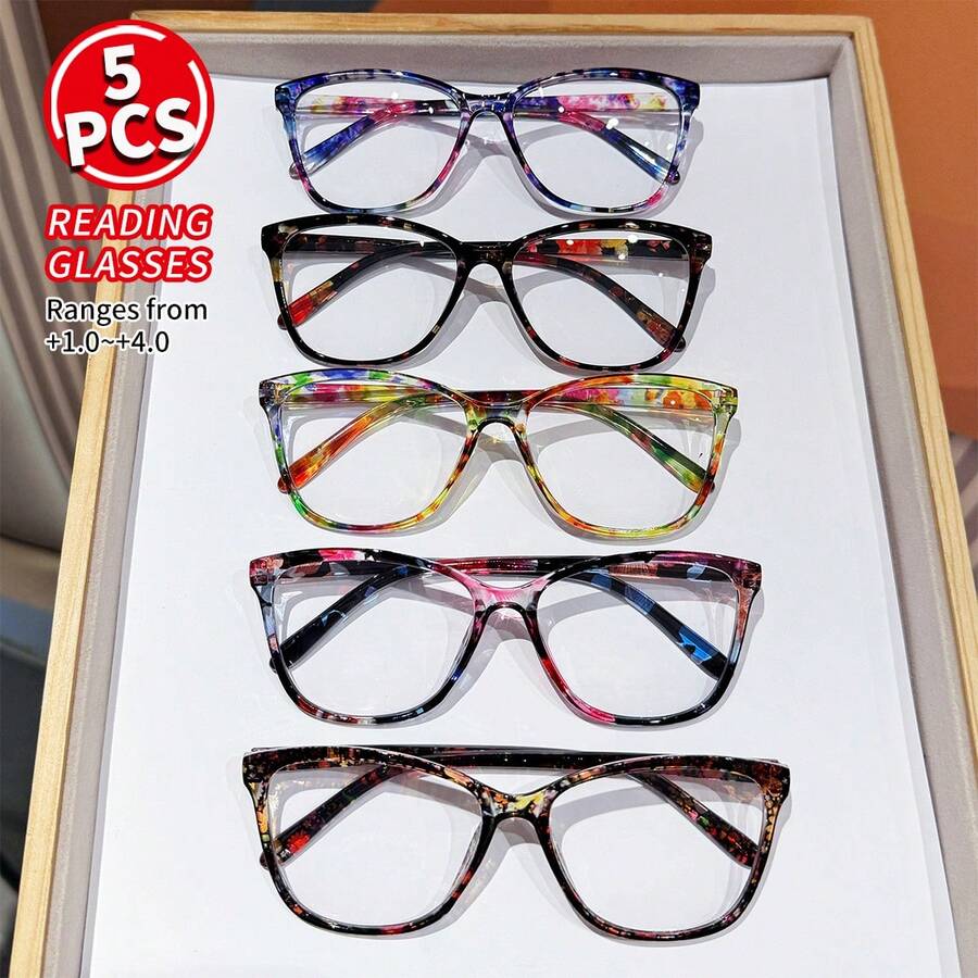 Sunglasses Cat Eye - 5 Pairs Women Fashion Reading Glasses