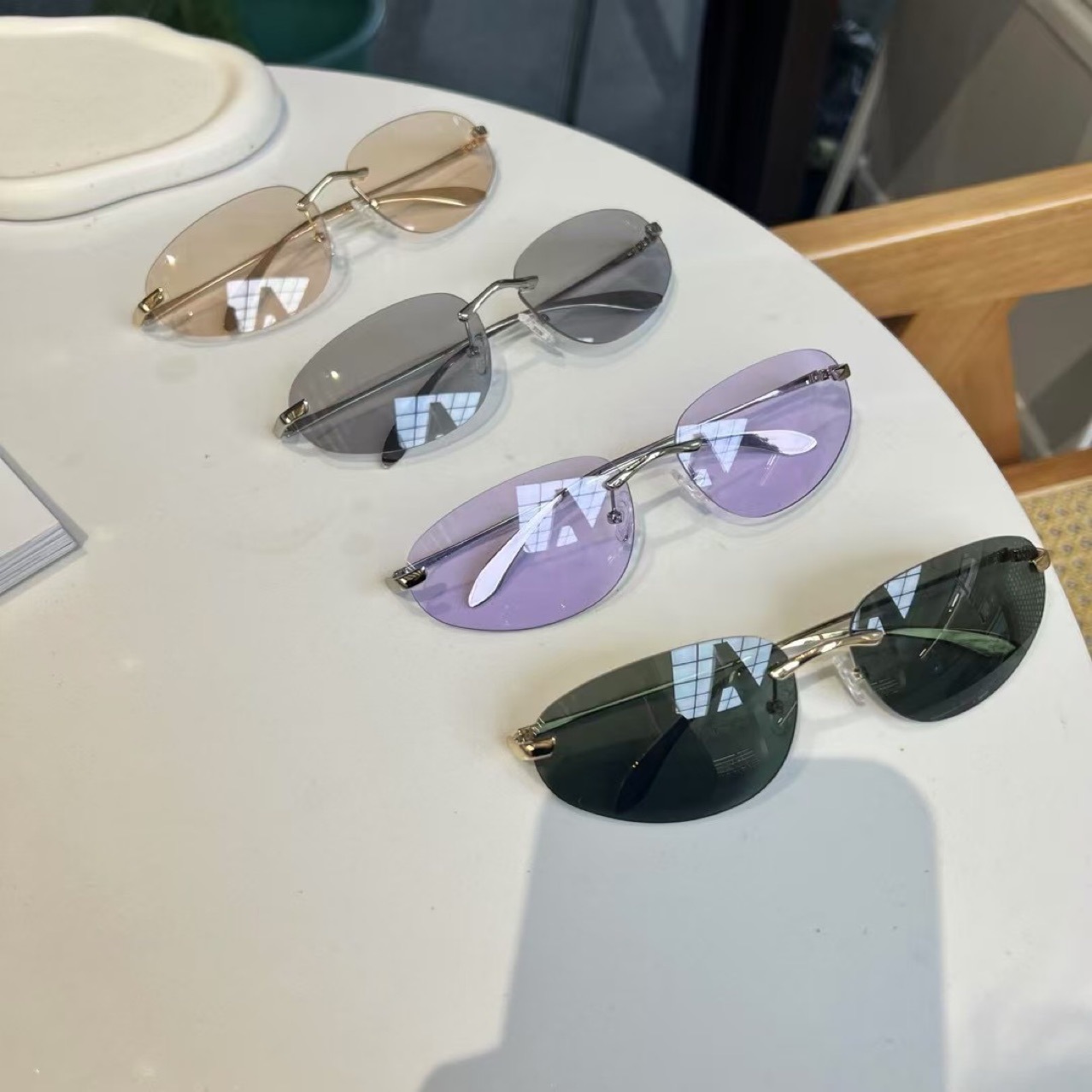 Sunglasses Cat Eye - UV400 Rimless Shades, Cat Eye Minimalist