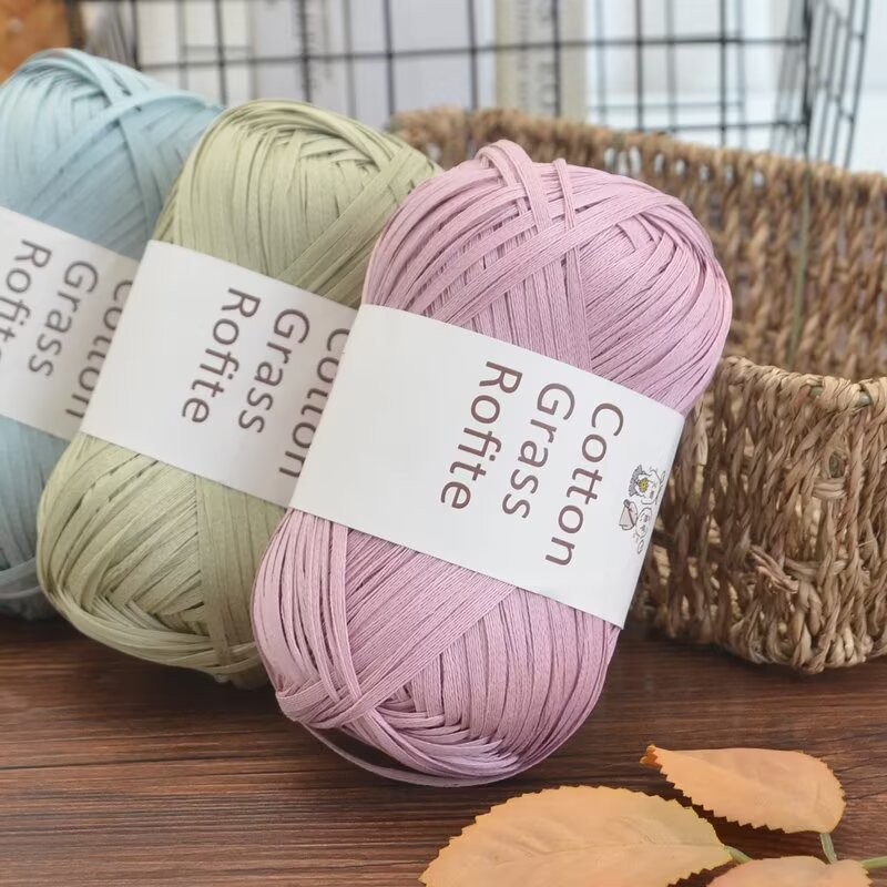Crochet Bag Raffia - New Multicolour Raffia Cotton Grass Yarn