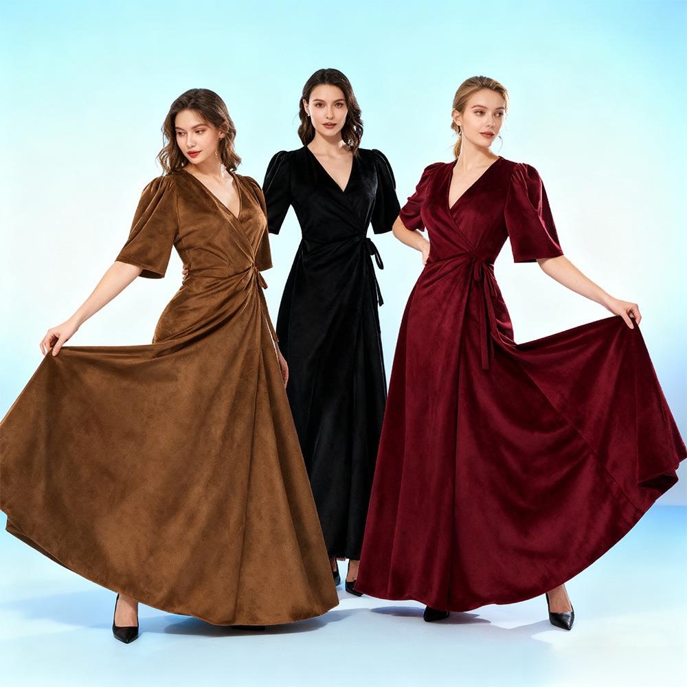 Linen Dress Wrap - Ladies Long V-Neck Wrap Slim Pure