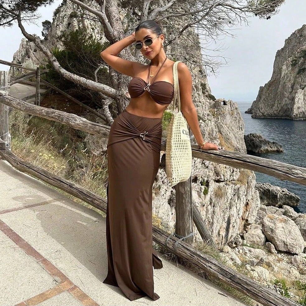 Swimsuit Bikini Ruched - Women Sleeveless Tankini Bikini Halter Neck