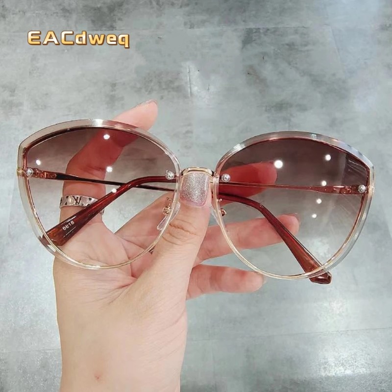 Sunglasses Cat Eye - High Quality women's Oval Rimless Sunglasses