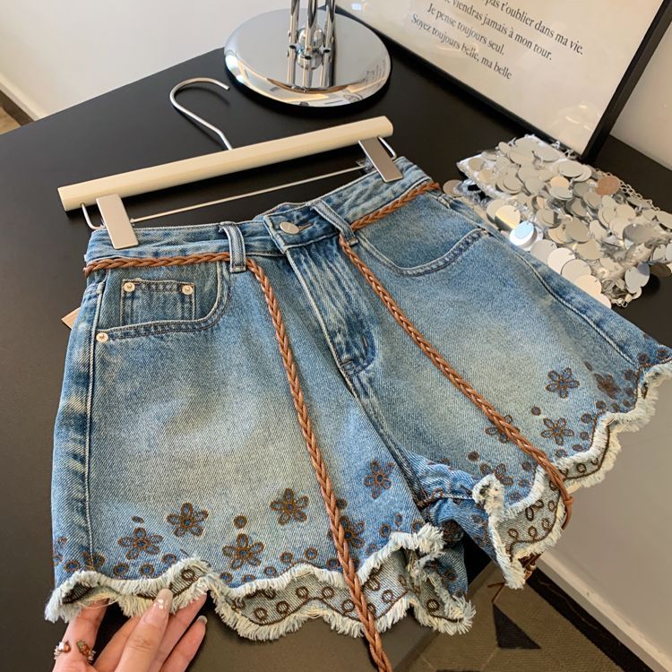 Shorts Denim Frayed - Breathable Vintage Denim Shorts Women High