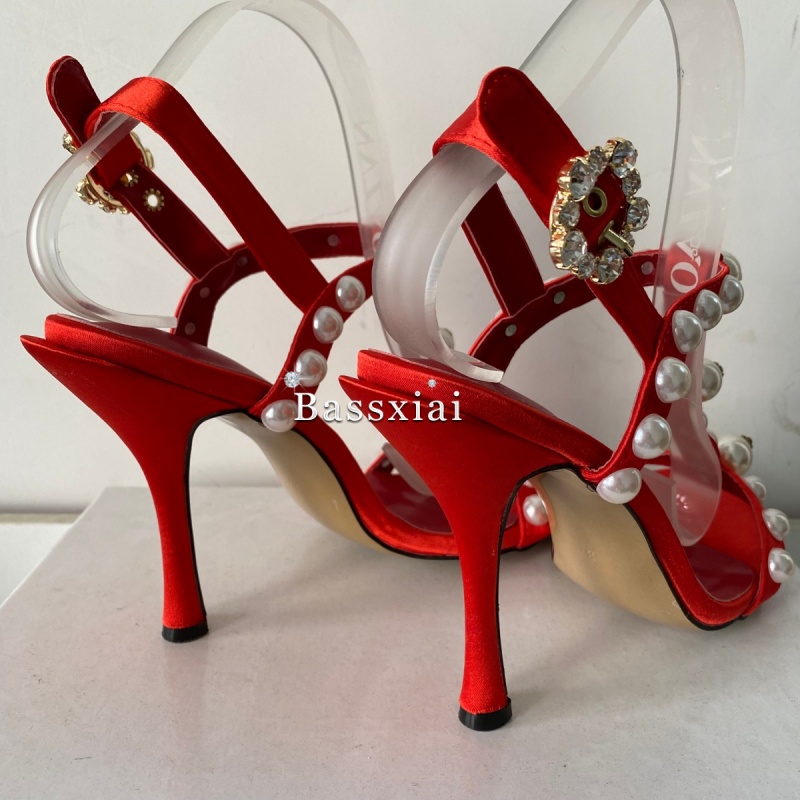 Pearl Bead Decor T-Strap Stile - Sandal Strappy Heeled review and price