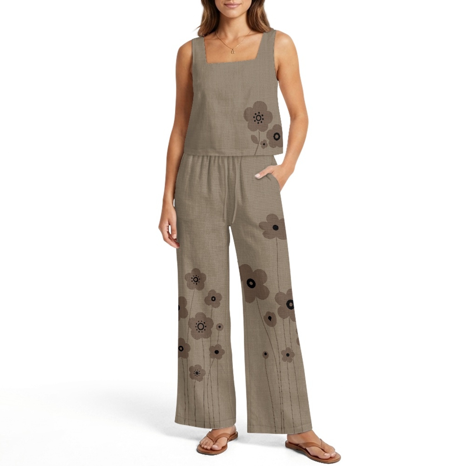INSTANTARTS Women’s Linen Vest - Linen Pant Wide review and price