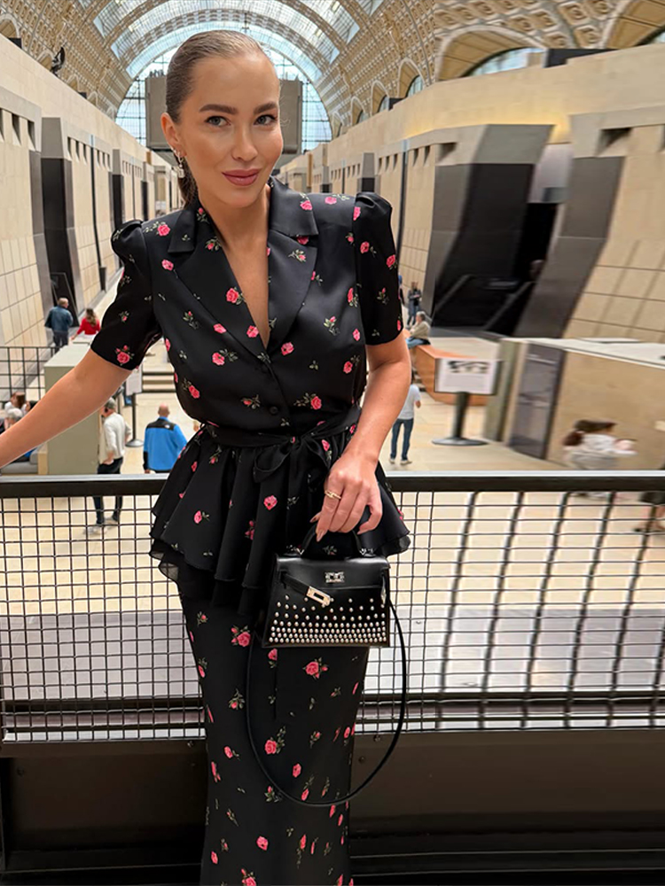 Floral Blazer Coat Skirt Sets  - Midi Skirt Floral review and price