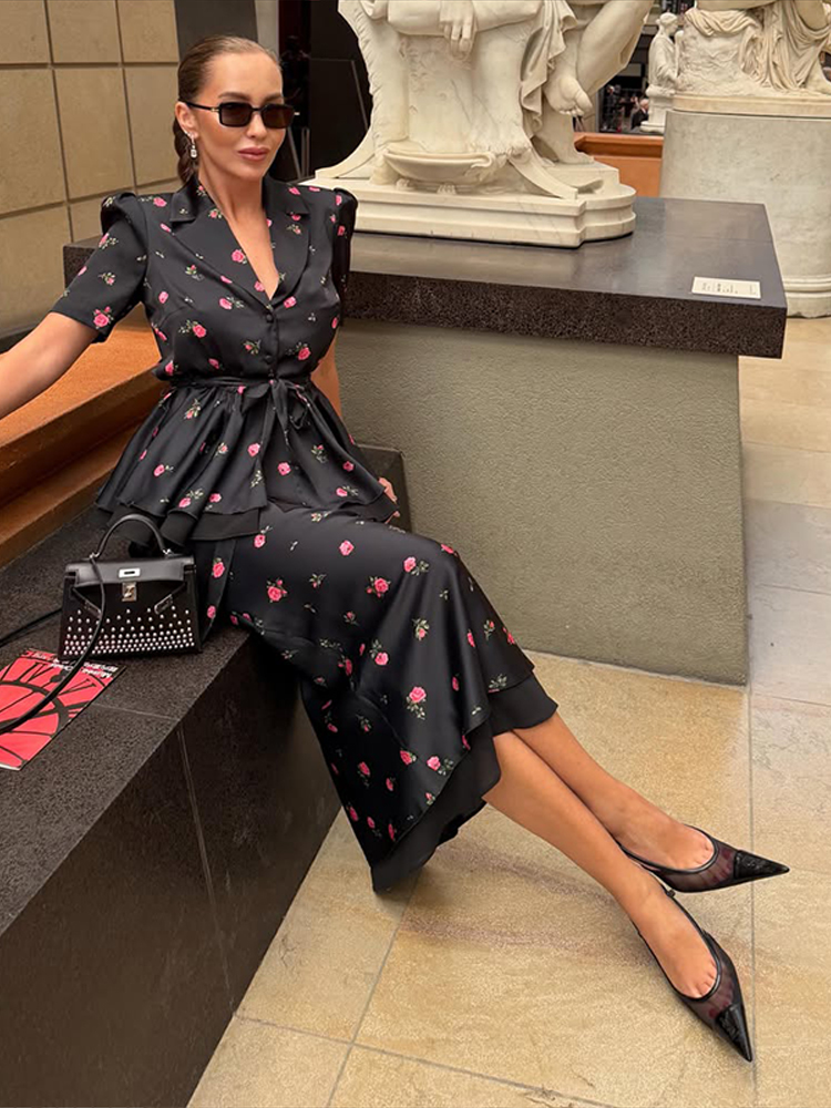 Floral Blazer Coat Skirt Sets  - Midi Skirt Floral review and price