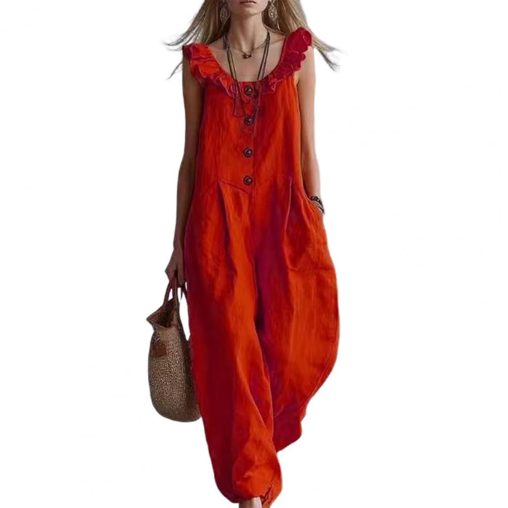 Women Jumpsuit Breathable Rela - Jumpsuit Linen Relaxed review and price