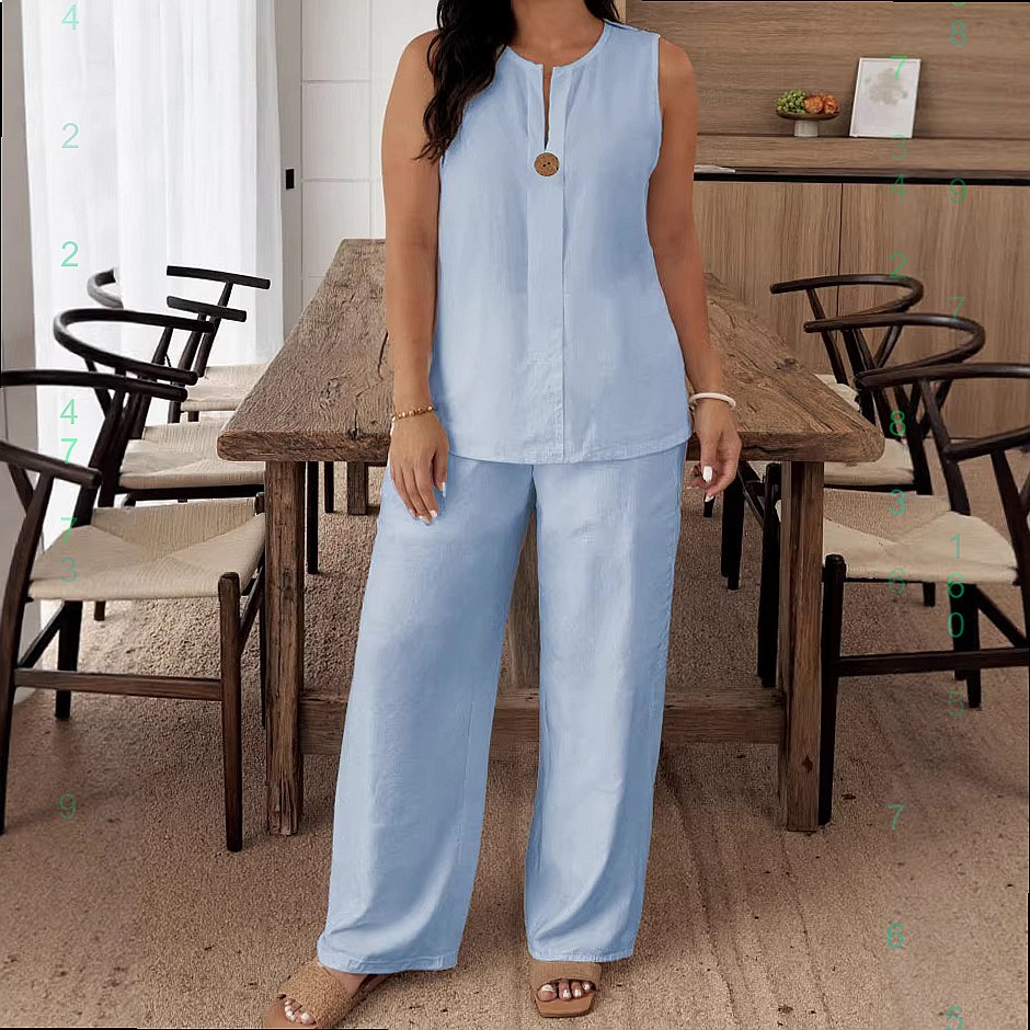 Comfortable Loose Top Wide Leg - Linen Pant Wide review and price