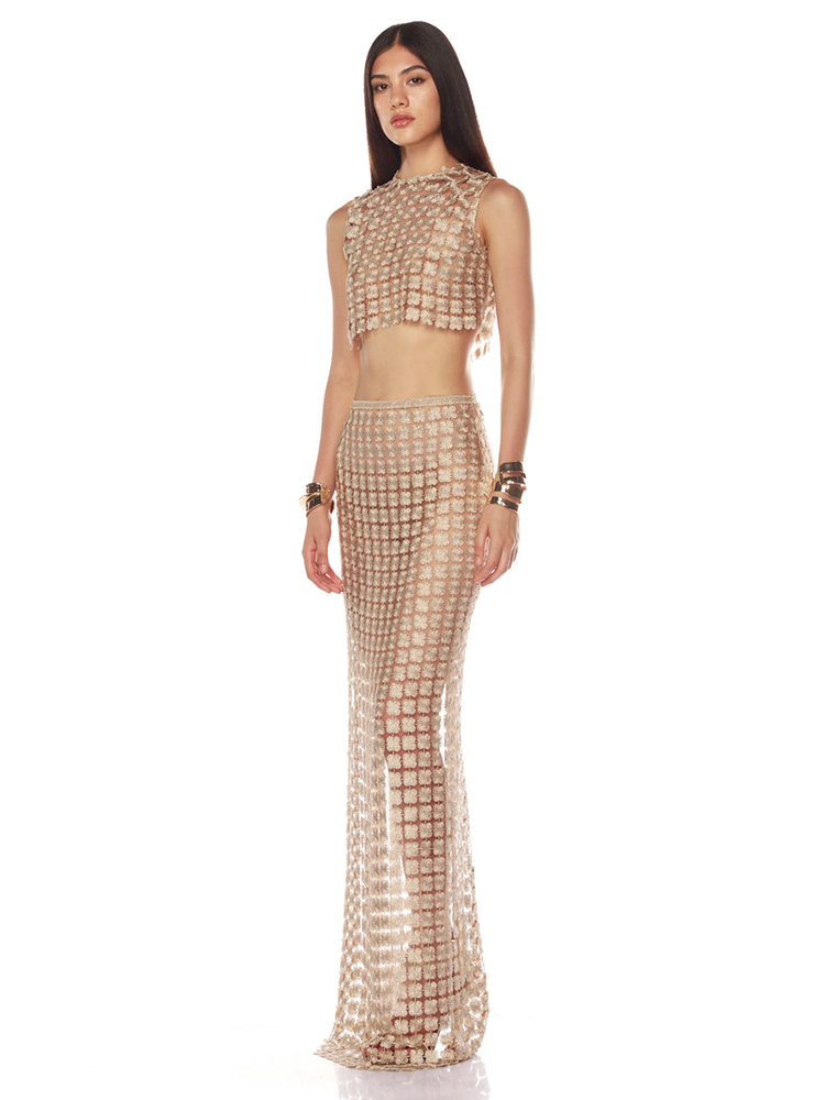 VC Stylish Beige Sleeveless Cr - Crop Top Crochet review and price
