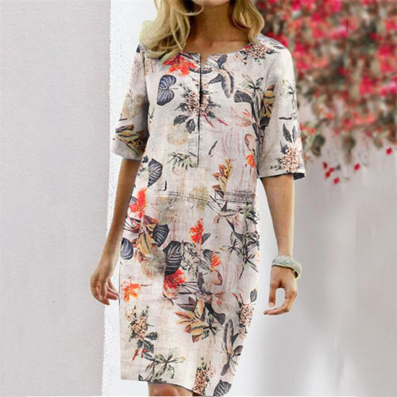 Summer Cotton Linen Printed Wo - Linen Dress Wrap review and price
