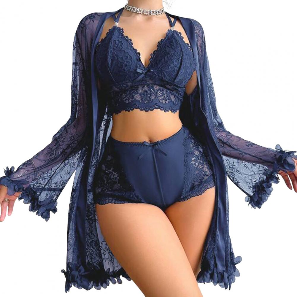 Sexy Sleepwear Set Floral Lace - Kimono Sheer Floral review and price