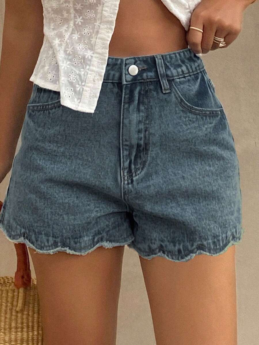 Women Loose Casual Denim Short - Shorts Denim Frayed review and price