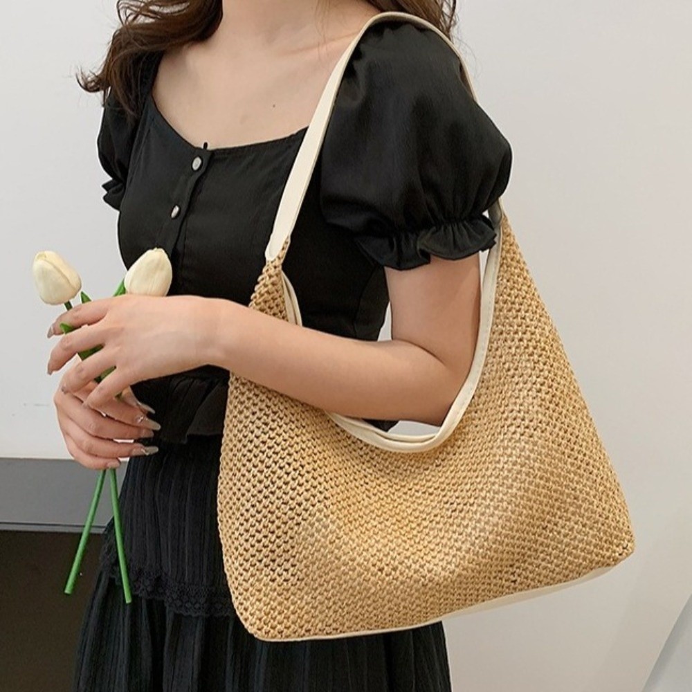 Cute Solid Color Weave Straw B - Tote Bag Beach review and price