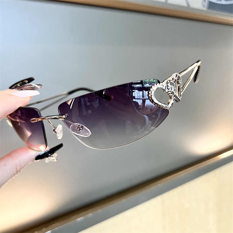 New Oval Cat Eye Frameless Mer - Sunglasses Cat Eye review and price