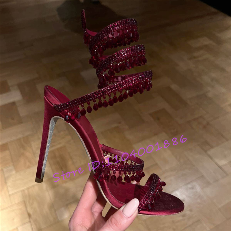 Rhinestone Snake Shape Ankle S - Sandal Strappy Heeled review and price