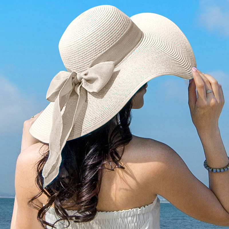 Summer Women Straw Hat Bowknot - Hat Floppy Wide review and price