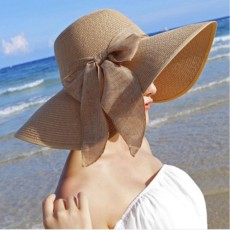 Summer Women Straw Hat Bowknot - Hat Floppy Wide review and price