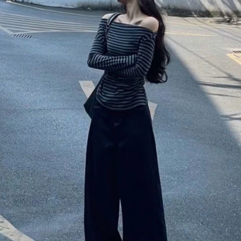 Women Vintage Striped Off Shou - Blouse Off Shoulder review and price
