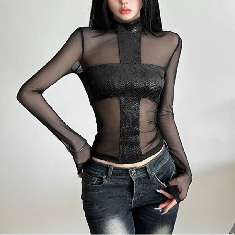 American Style Mesh Long Sleev - Blouse Off Shoulder review and price