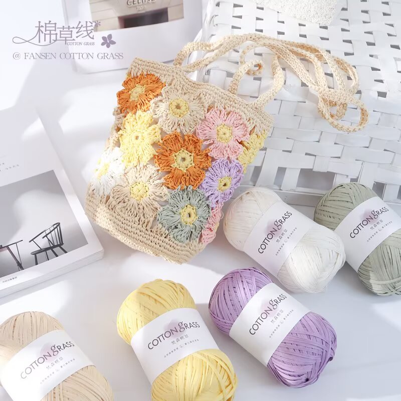 50g Cotton Grass Yarn Raffia S - Crochet Bag Raffia review and price