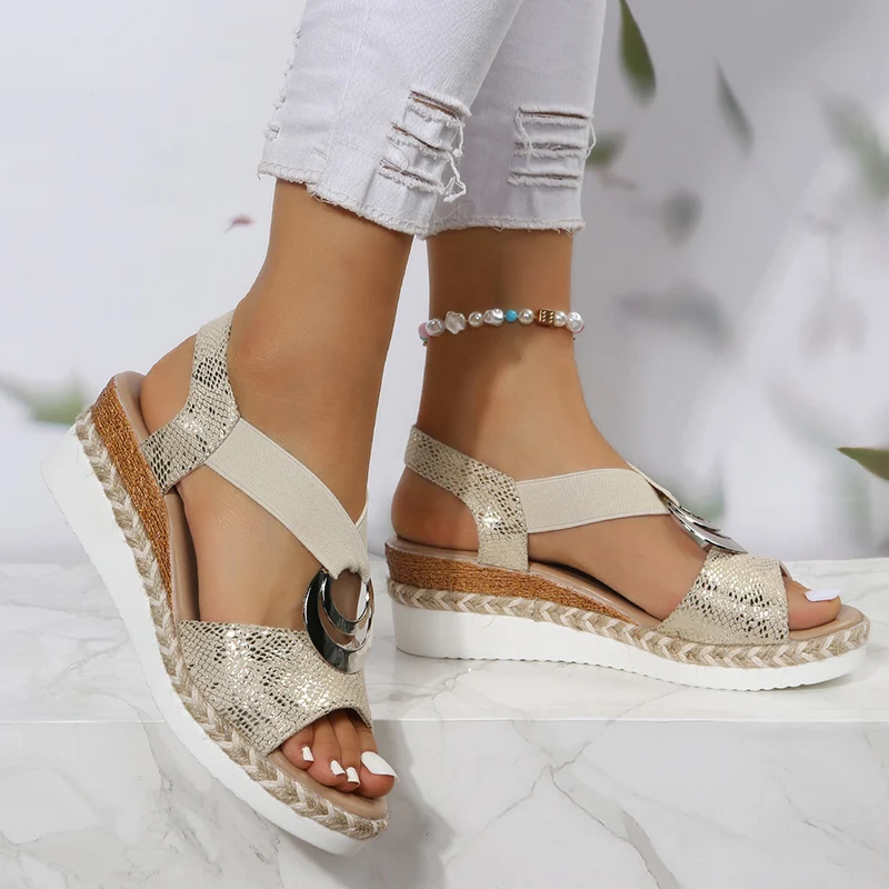 Metal Buckle Wedge Sandals for - Wedge Espadrille Women review and price