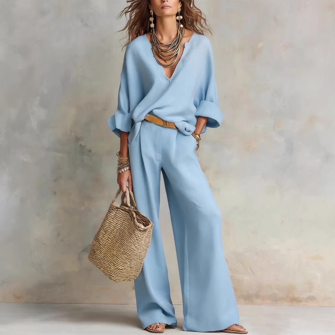 Vintage Women Simple Casual Pu - Linen Pant Wide review and price