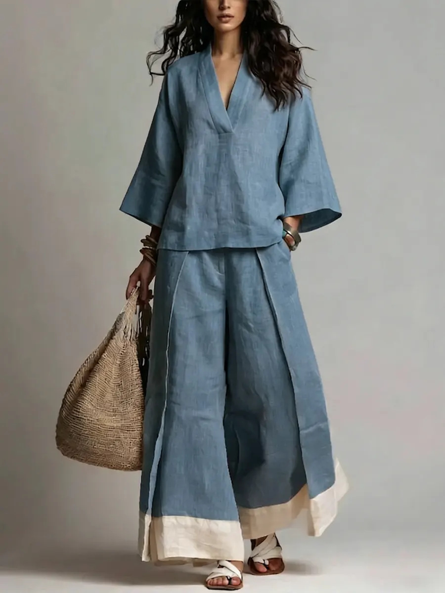 Summer Women V-neck Cotton Lin - Linen Pant Wide review and price