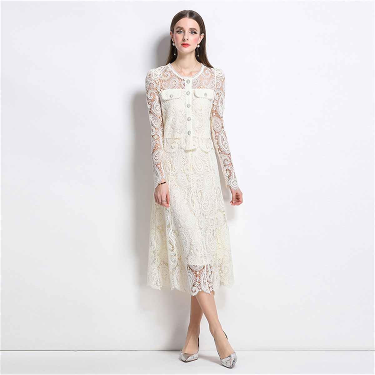 Spring Sweet Lace Flower Embro - Midi Skirt Floral review and price