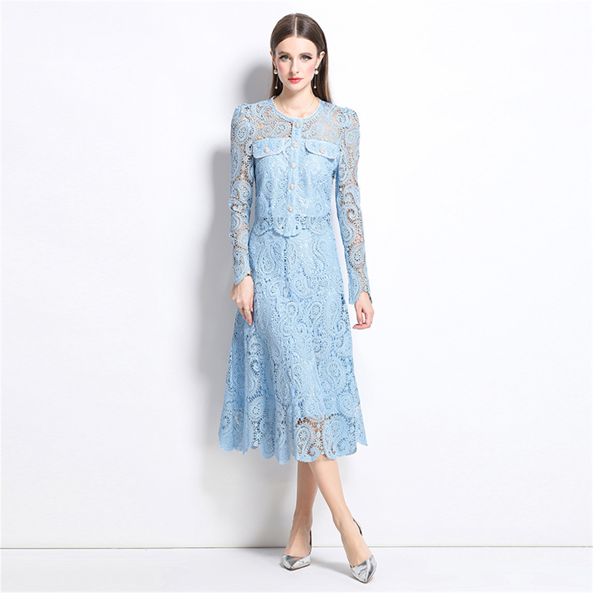 Spring Sweet Lace Flower Embro - Midi Skirt Floral review and price