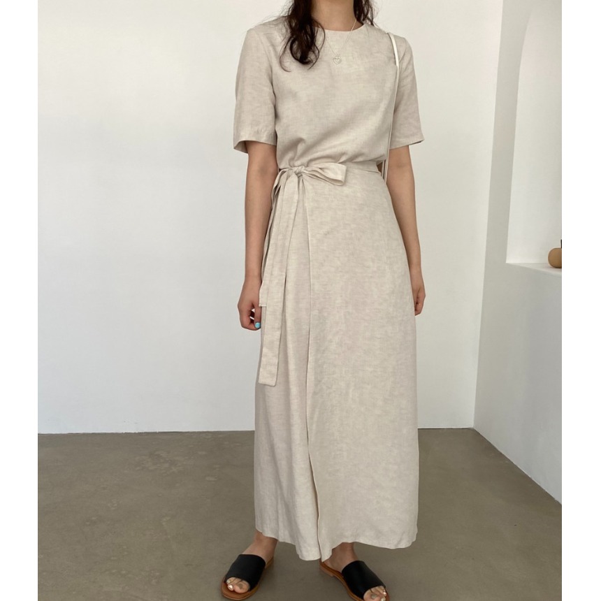 Elegant Cotton Linen Wrap Dres - Linen Dress Wrap review and price