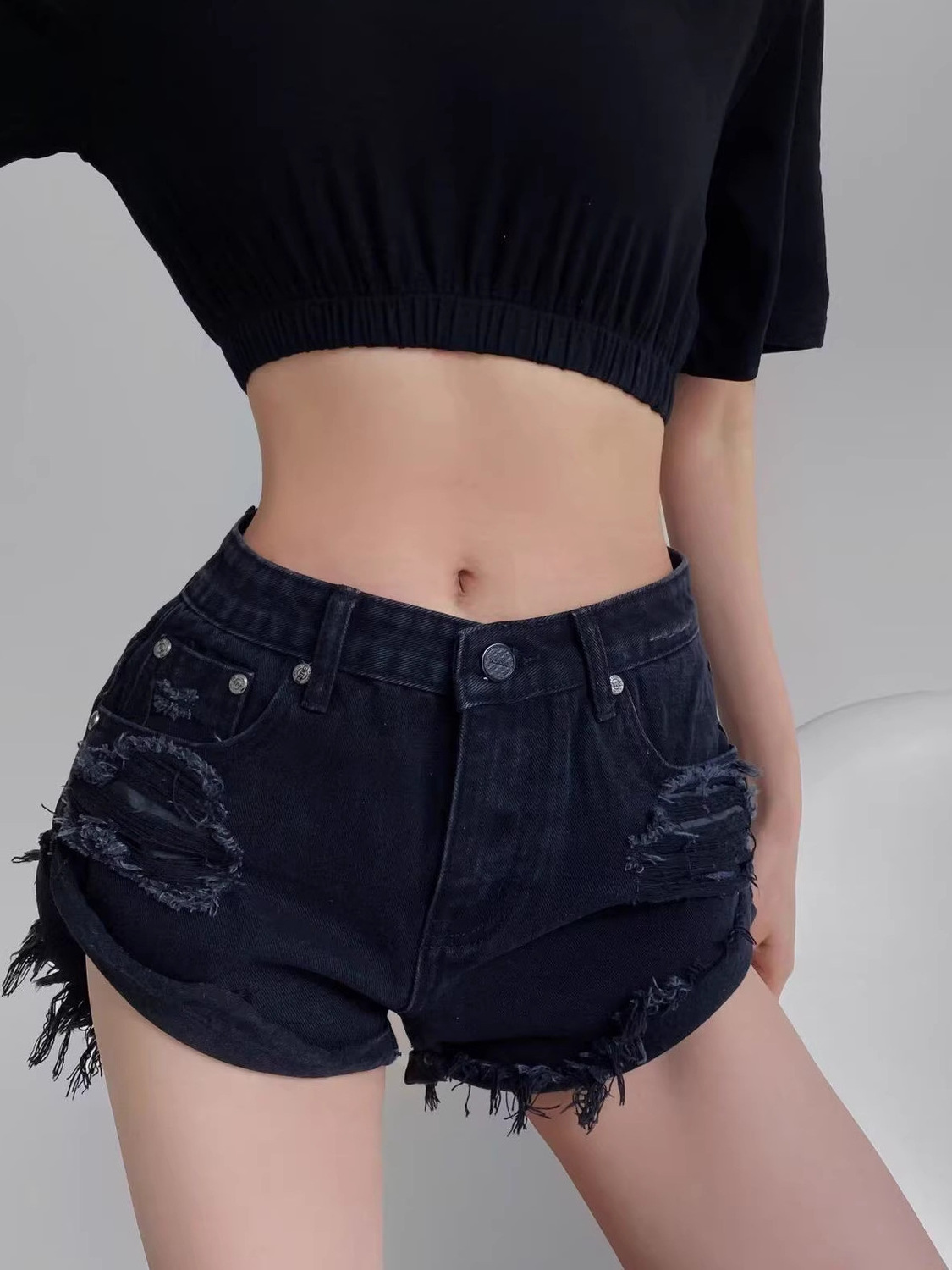 Women's Low Waist Distressed D - Shorts Denim Frayed review and price
