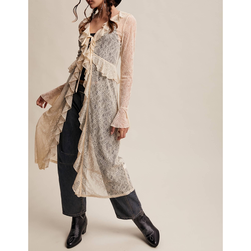 Women's Floral Lace Mesh Tie F - Kimono Sheer Floral review and price