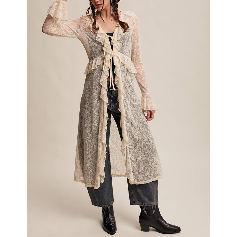 Women's Floral Lace Mesh Tie F - Kimono Sheer Floral review and price