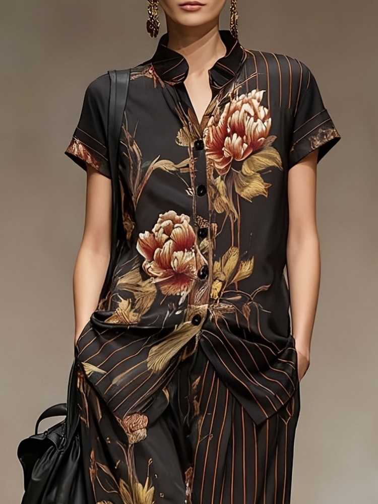 Chiffon Women Summer 2PCS Matc - Romper Floral Print review and price
