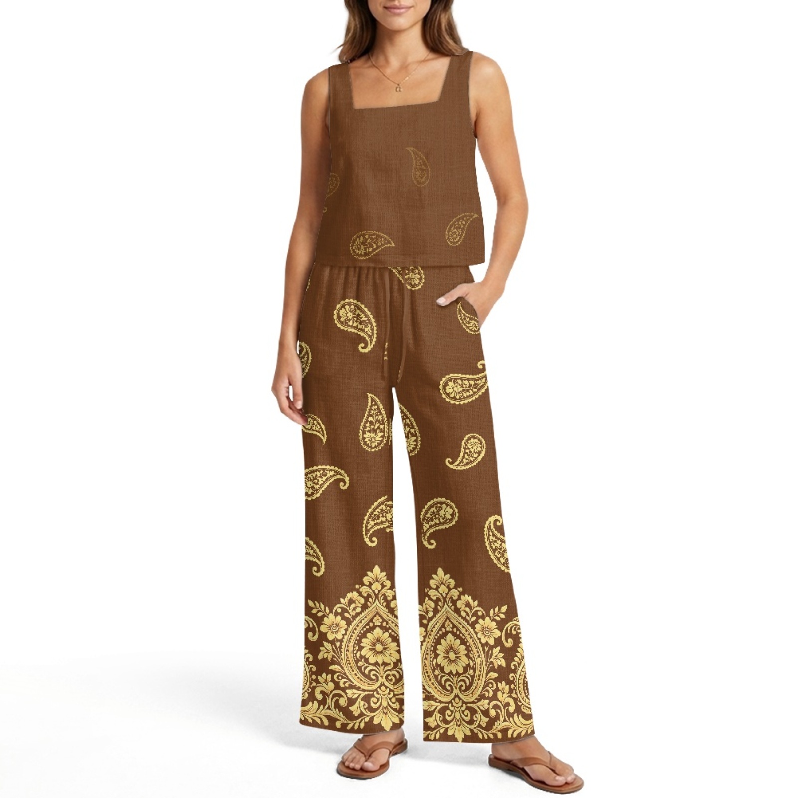 INSTANTARTS Women’s Linen Vest - Linen Pant Wide review and price