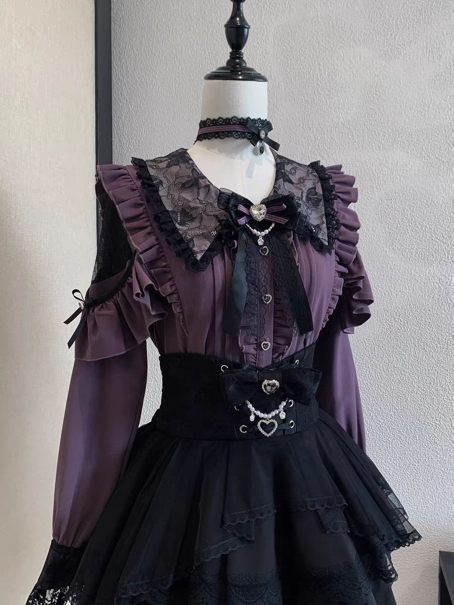 Harajuku Kawaii Skirt Sets Wom - Blouse Off Shoulder review and price
