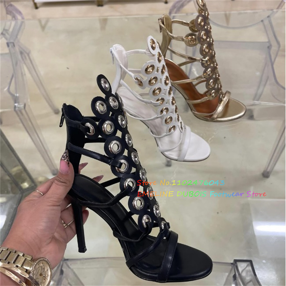 Gold Metal Circle Decor High H - Sandal Strappy Heeled review and price