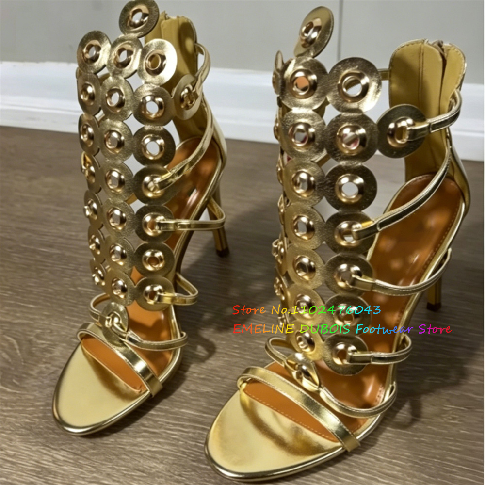 Gold Metal Circle Decor High H - Sandal Strappy Heeled review and price
