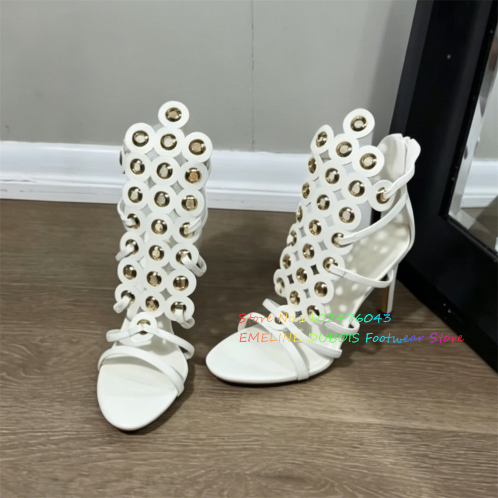 Gold Metal Circle Decor High H - Sandal Strappy Heeled review and price