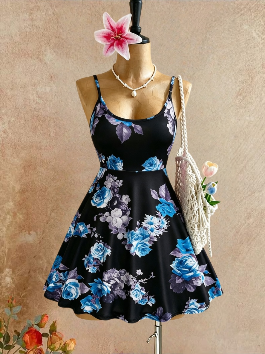 Plus Size Women Spaghetti Stra - Romper Floral Print review and price
