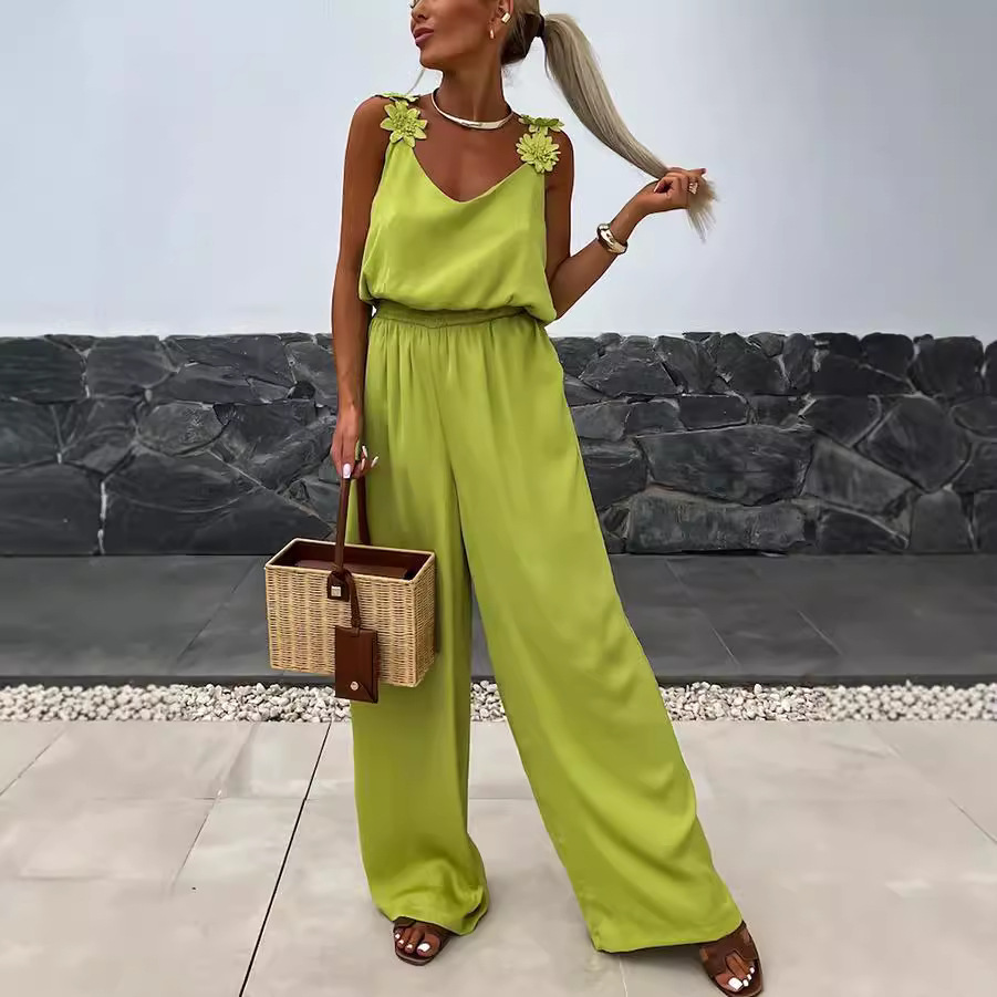 Casual Jumpsuit Strappy Sleeve - Jumpsuit Linen Relaxed review and price