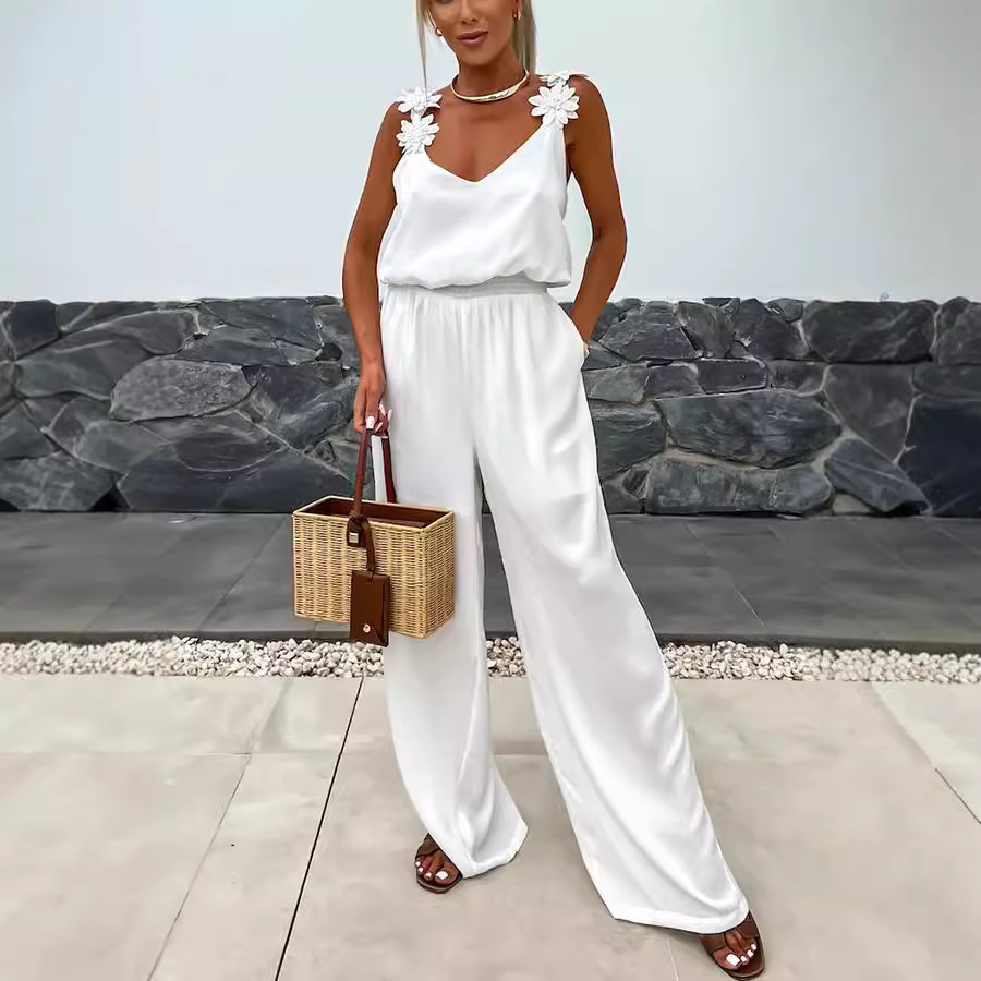 Casual Jumpsuit Strappy Sleeve - Jumpsuit Linen Relaxed review and price