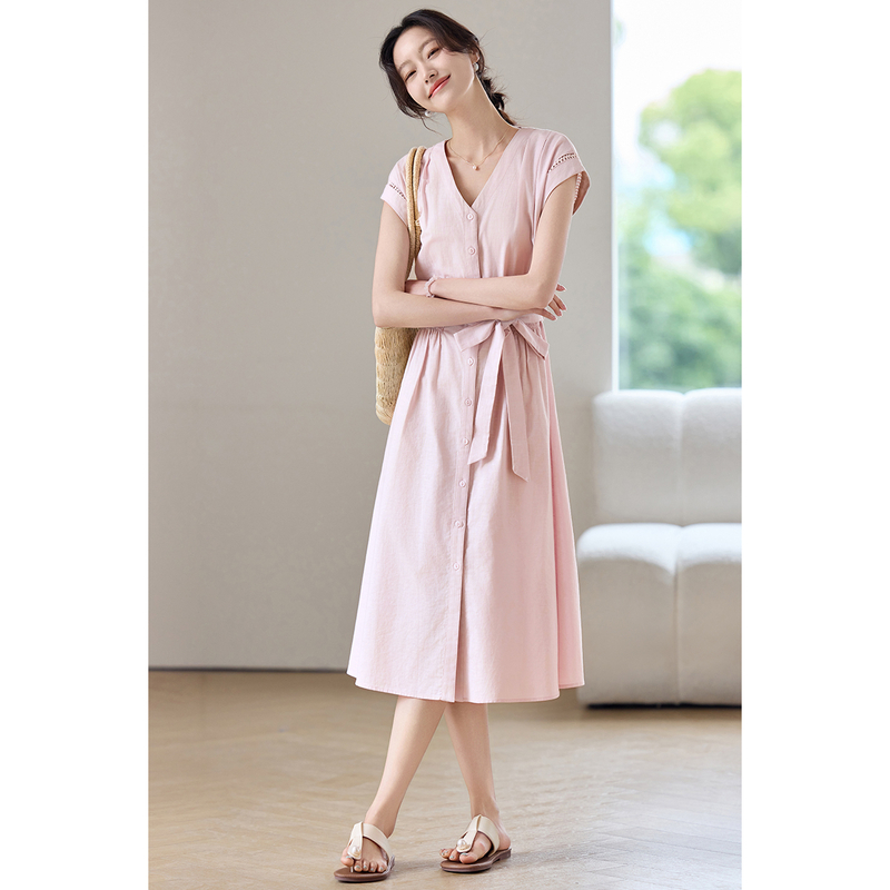 SENTUBILA Women's Midi Pink Dr - Linen Dress Wrap review and price
